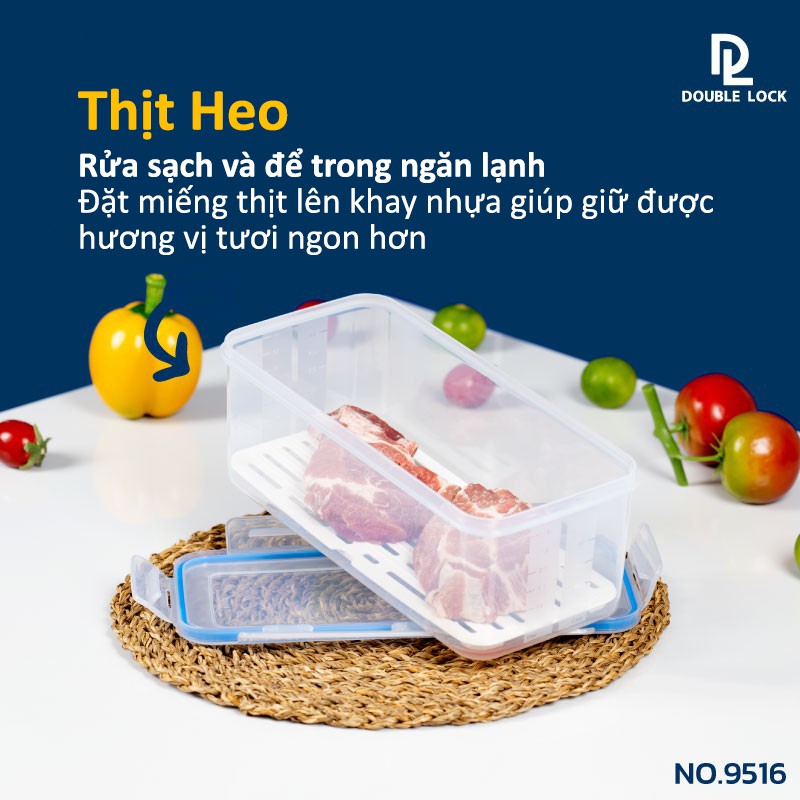 Hộp nhựa đựng thực phẩm JCJ DoubleLock, dùng bảo quản thức ăn, để được ngăn đông tủ lạnh, dung tích lớn 2900 - 7350 ml