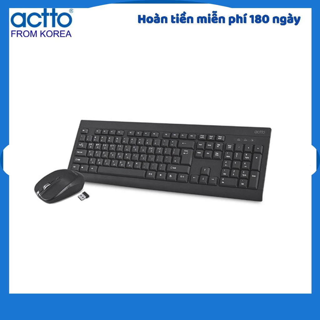 Combo bàn phím chuột không dây khoảng cách kết nối 8m - Wireless Keyboard + Mouse Combo Actto KMC-05 KOREA CHÍNH HÃNG