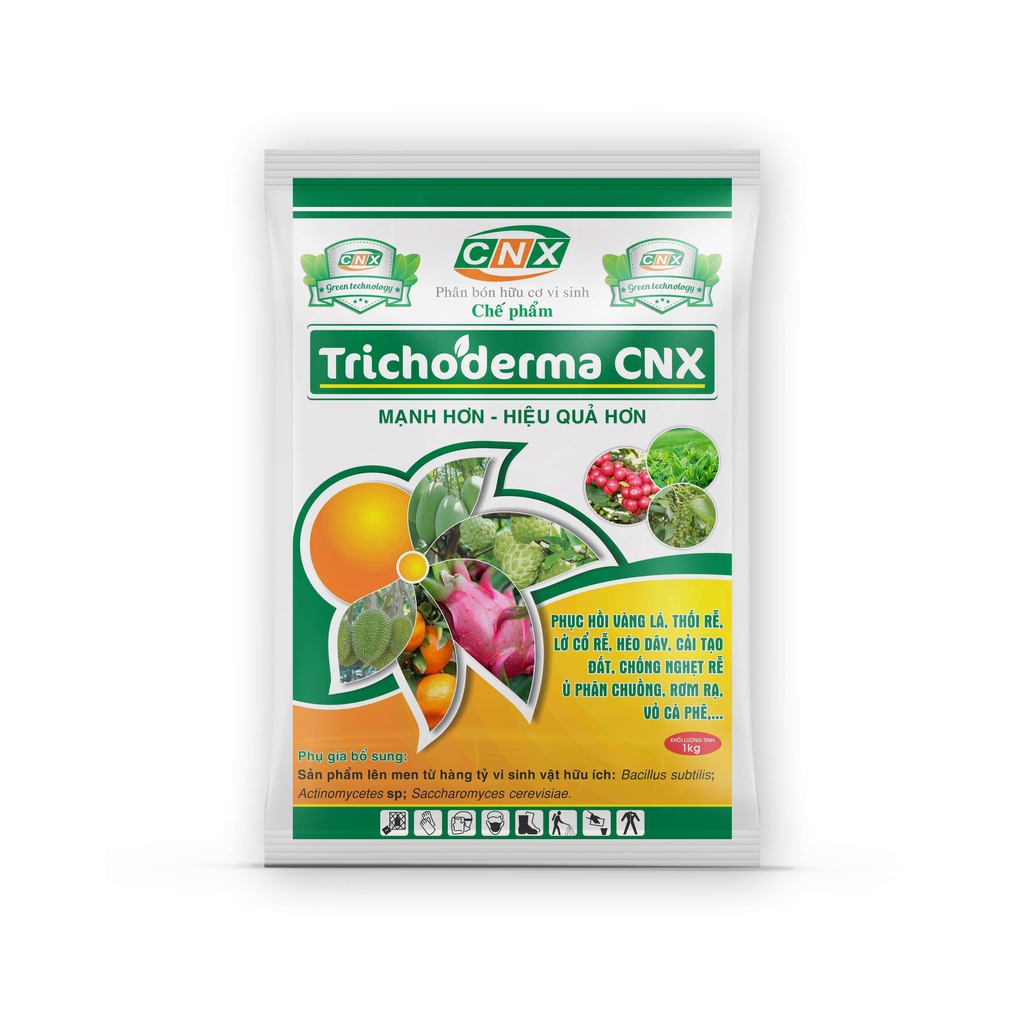 Chế phẩm sinh học Trichoderma CNX -Phục hồi vàng lá thối rễ, lỡ cổ rễ, héo dây, cải tạo đất, ủ phân chuồng, rơm ra - 1kg
