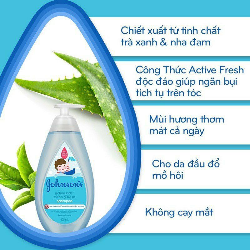 Dầu gội Johnson's baby óng mượt/thơm mát năng động 500ml