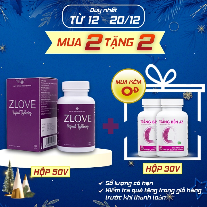 Combo 2 Hộp Zlove - Se Khít Làm Hồng Vùng Kín, Tăng Cường Nội Tiết Tố Nữ ( Hộp 50 Viên )