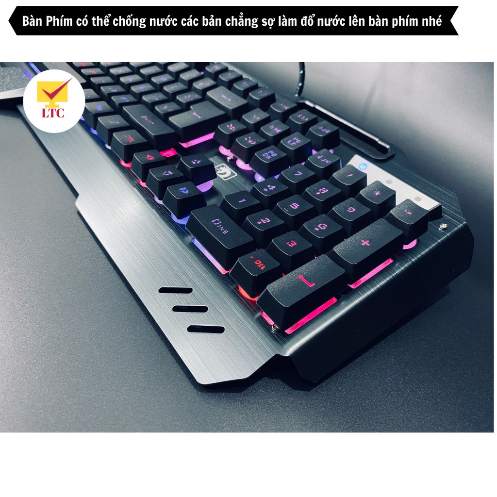 Bàn phím gaming có led đổi màu 10 chế độ khác nhau, tặng kèm kê tay, kiểu dáng giả cơ cho máy tính, pc, laptop, LTC | BigBuy360 - bigbuy360.vn