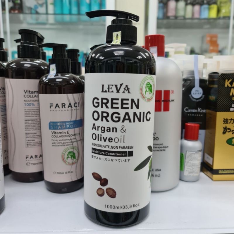 Dầu xã siêu mượt phục hồi LEVA Green Organic Argan &amp; Olive oil ( hương nước hoa) 1000ml