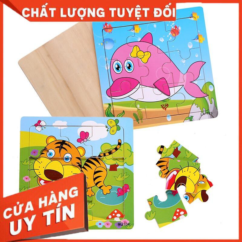 HÀNG CHÍNH HÃNG Bộ 2 Tranh Ghép 9 Miếng Bằng Gỗ Benrikids (Chủ Đề Ngẫu Nhiên)