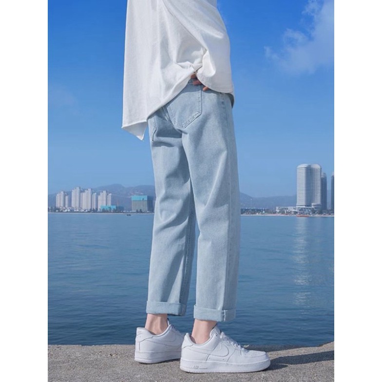 Quần Jean Baggy nam xanh sáng nhạt ống xuông rộng Q4 - quân bò baggy nam hottrend2021 | BigBuy360 - bigbuy360.vn