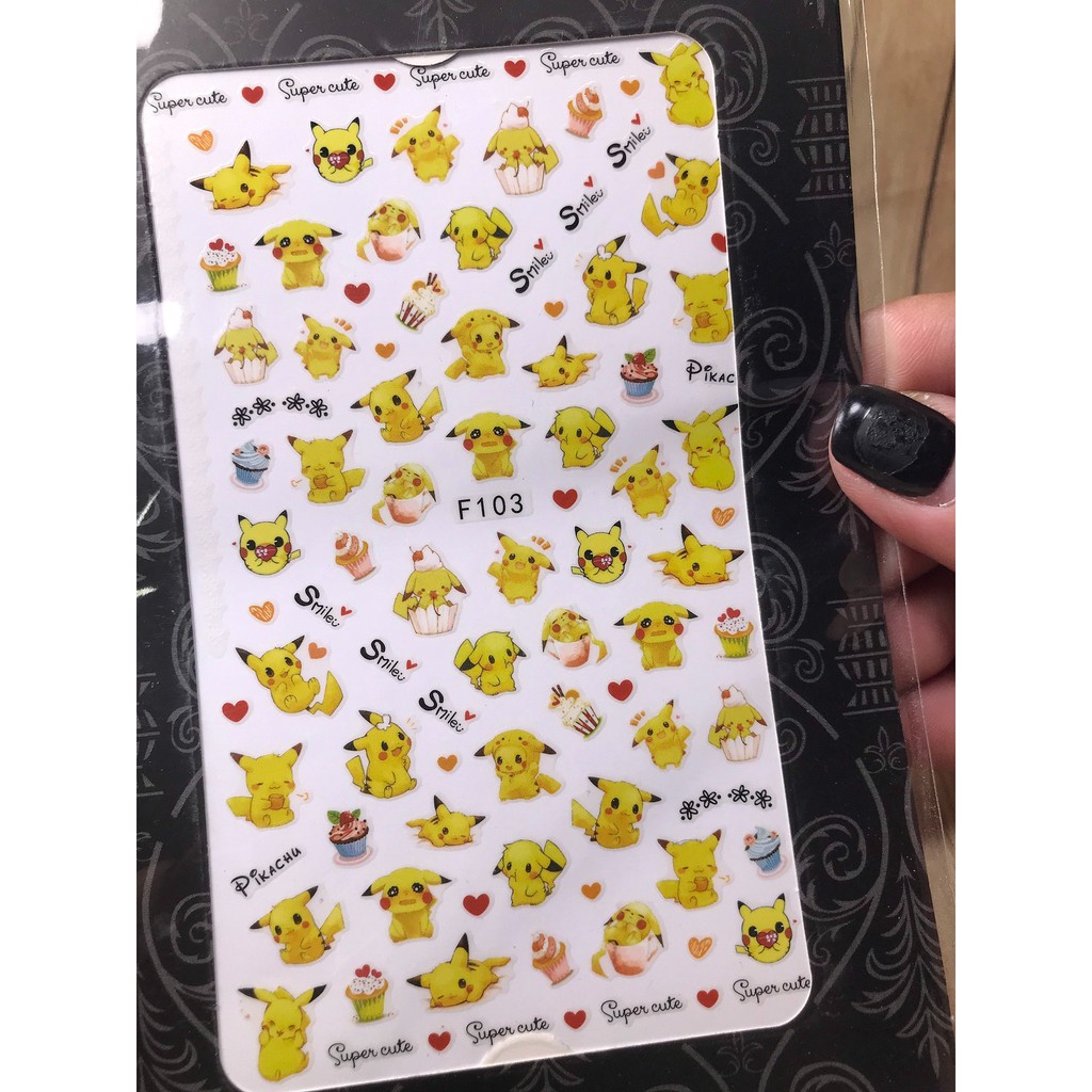 Hình dán móng tay - Sticker dán móng Pikachu