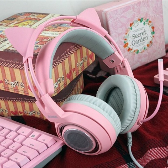 Tai Nghe Mèo Gaming G951s Pink JACK 3.5mm 7.1 SOUND - Tai nghe chụp tai dành cho nữ streamer - Somic G951S Pink 7.1