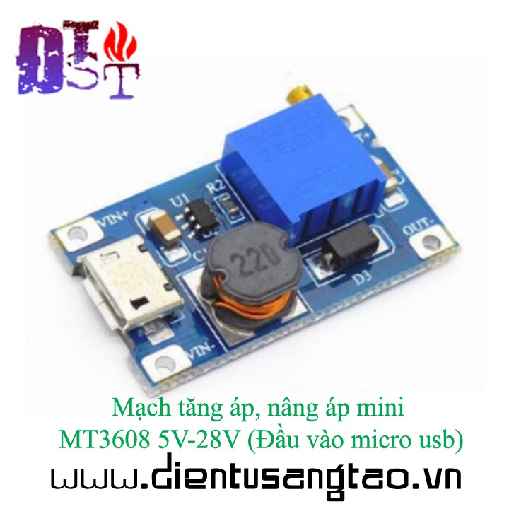 ✅ [RẺ NHẤT VIỆT NAM ] Mạch tăng áp, nâng áp mini MT3608 5V-28V Đầu vào micro usb