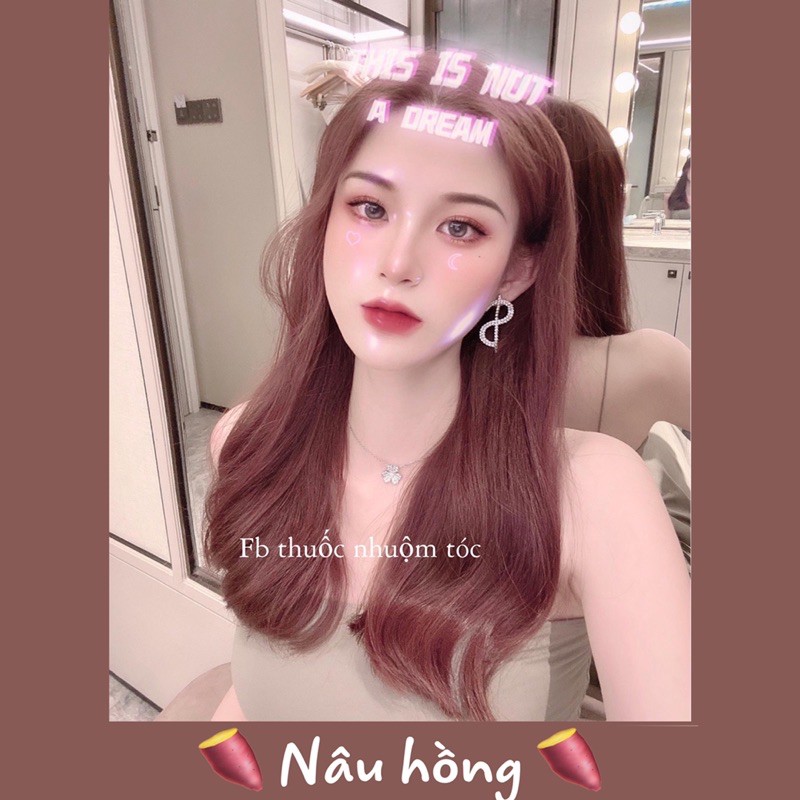 [KHÔNG TẨY] Thuốc nhuộm tóc Hàn Quốc màu Nâu Hồng 🍠 | FB Thuốc Nhuộm Tóc
