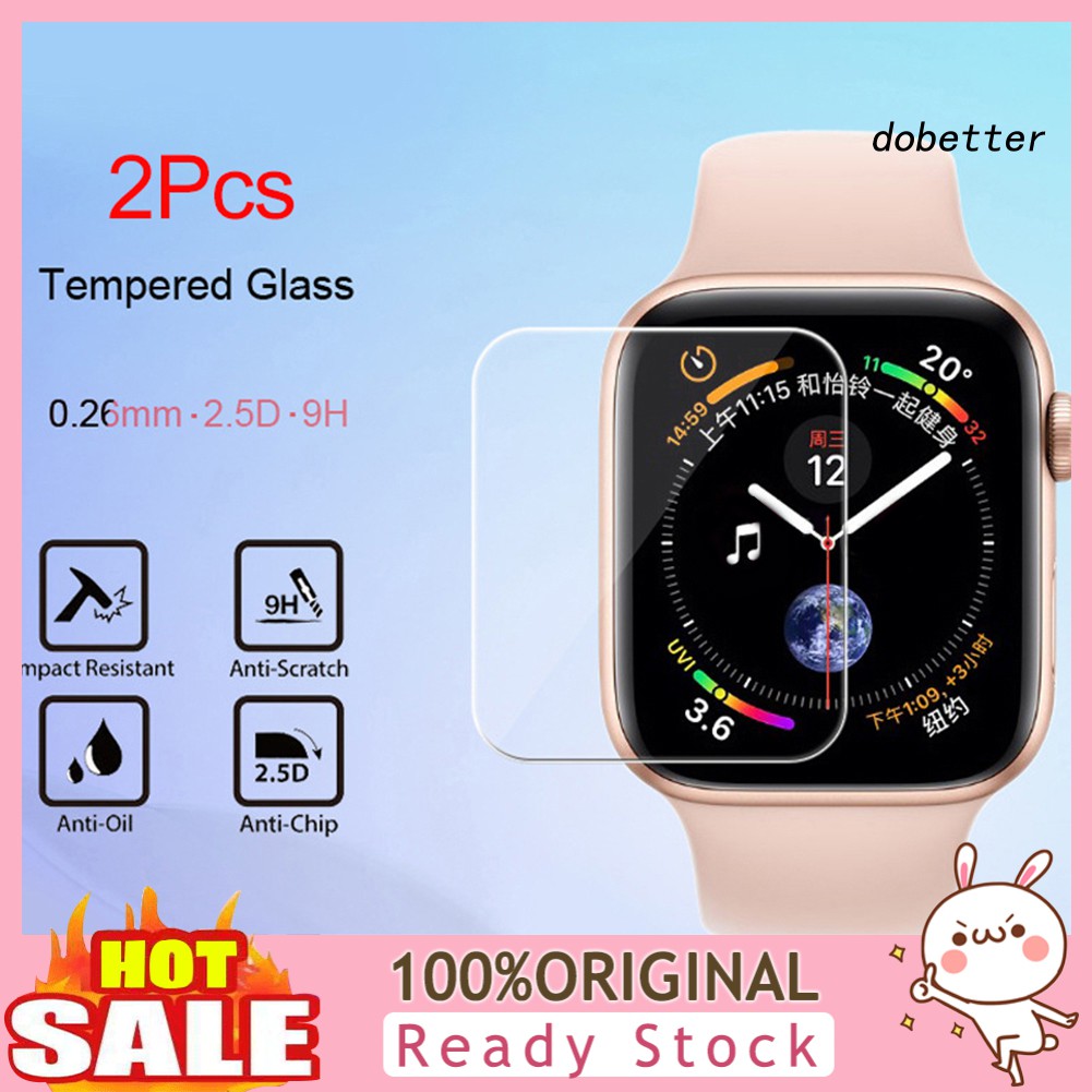 DOH_2Pcs Tempered Glass Anti-Scratch Protective Film for Apple Watch 38/40/42/44mm