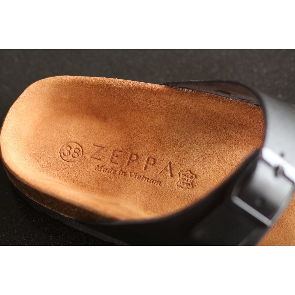 ZEPPA chính hãng - Da bò thật 100% - Sandal màu đen MS: SD4 (Size: 35-42) - Sandal đế trấu da bò UNISEX