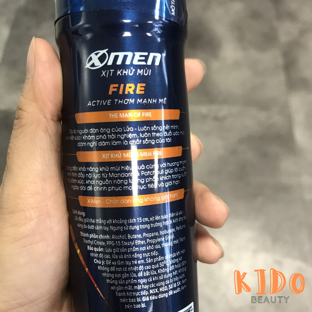 Xịt khử mùi hương nước hoa X-Men Fire Active | Sport Wood 150ml - Lăn nách nam XMen 50ml