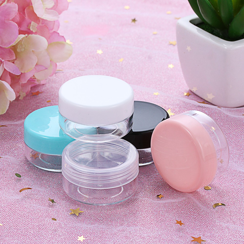 DIACHA 10PCS/Set Transparent Empty Jar Box Travel Round Bottle Face Cream Jars Bead Storage Pot Refillable Bottles Mini Box Makeup Accessary Cosmetics Plastic Eyeshadow Container/Multicolor