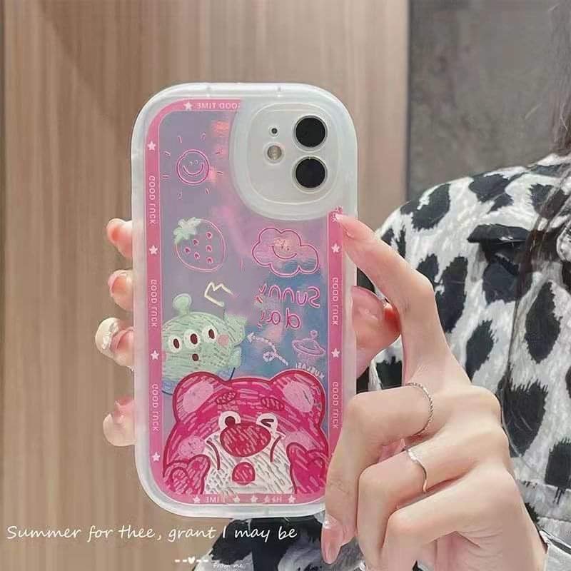 Ốp Điện Thoại Màu Laser In Hình Gấu Dễ Thương Cho IPhone 12 13 11 Pro Max X Xs Max Xr 4756