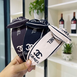 Băng đô bản rộng thắt nơ in chữ thời trang Hàn Quốc