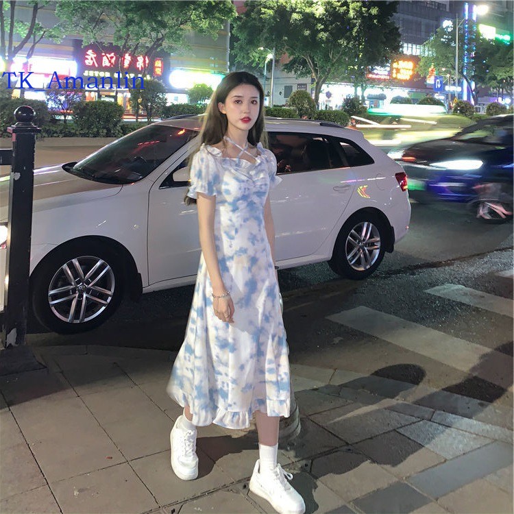 Đầm Dài Trễ Vai Họa Tiết Nhuộm Màu Thời Trang Cho Nữ | BigBuy360 - bigbuy360.vn