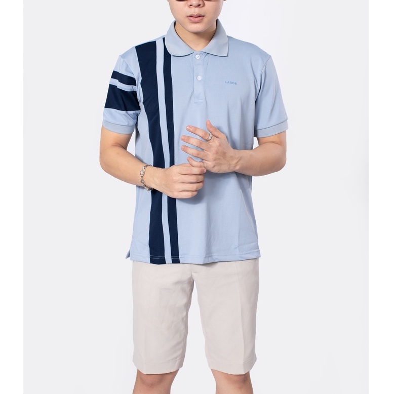 Áo thun polo nam sọc dọc phông đẹp LADOS - 9050 vải poli thoáng mát, thấm hút mồ hôi tốt