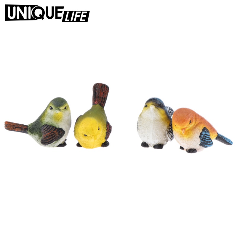 Set 4 Chú Chim Bằng Nhựa Resin Nhân Tạo Trang Trí Sân Vườn Yoyoyo01