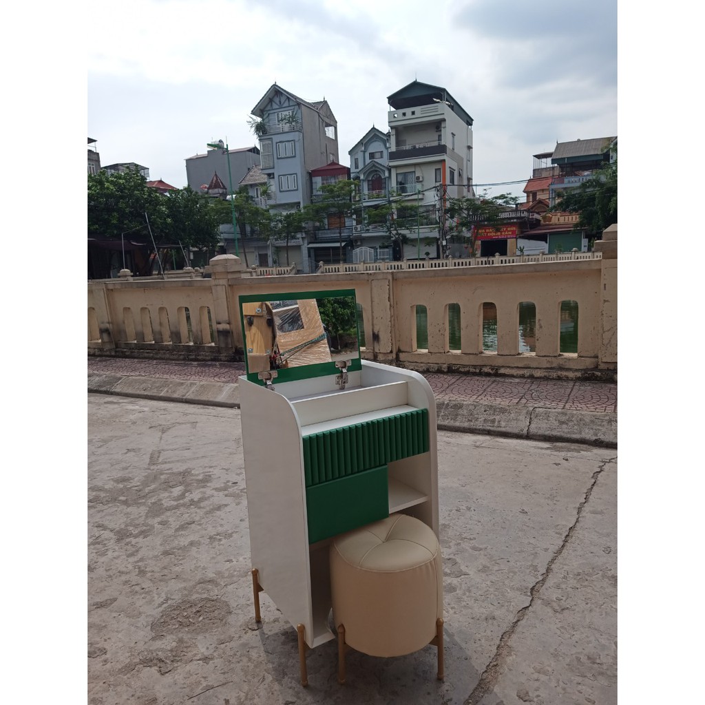 Bàn ghế trang điểm decor phòng ngủ kèm bàn để laptop & tủ ngăn kéo đựng đồ tiết kiệm S phong cách Bắc Âu