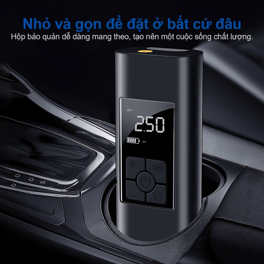 máy bơm lốp ô tô mini 12v Máy Bơm Lốp Xe Hơi / Xe Máy / Xe Đạp Điện màn hình led hiển thị đồng hồ đo áp suất