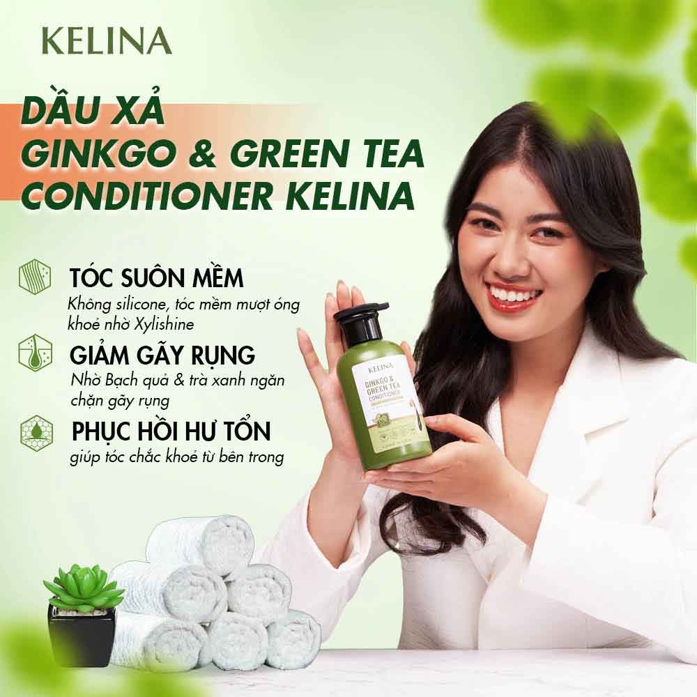 Dầu Xả Thảo Dược Kelina Chiết Xuất Tảo Nâu Phục Hồi Tóc Hư Tổn, Dưỡng Tóc Mềm Mượt Và Ngăn Ngừa Rụng Tóc 300ml