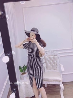 Váy xoắn eo xẻ trước