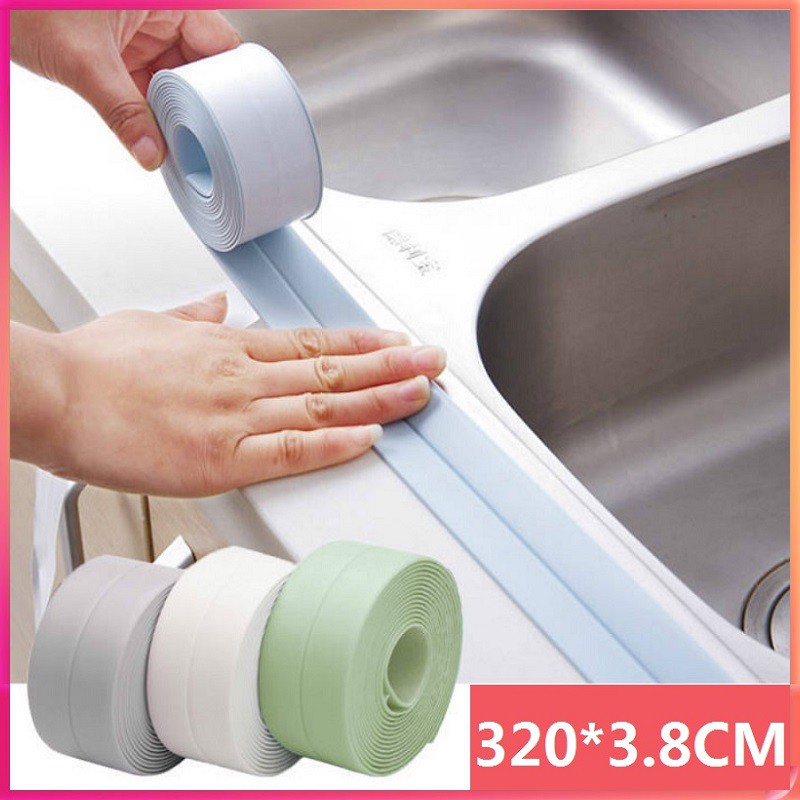 3.2mx3.8cm Cuộn Băng PVC Chất liệu Nhà bếp Tường phòng tắm Băng niêm phong Chống thấm Khuôn bằng chứng