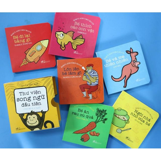 Sách - Thư viện song ngữ đầu tiên 0 - 3 tuổi ( Box 6 quyển, khổ nhỏ, 9x9 cm )