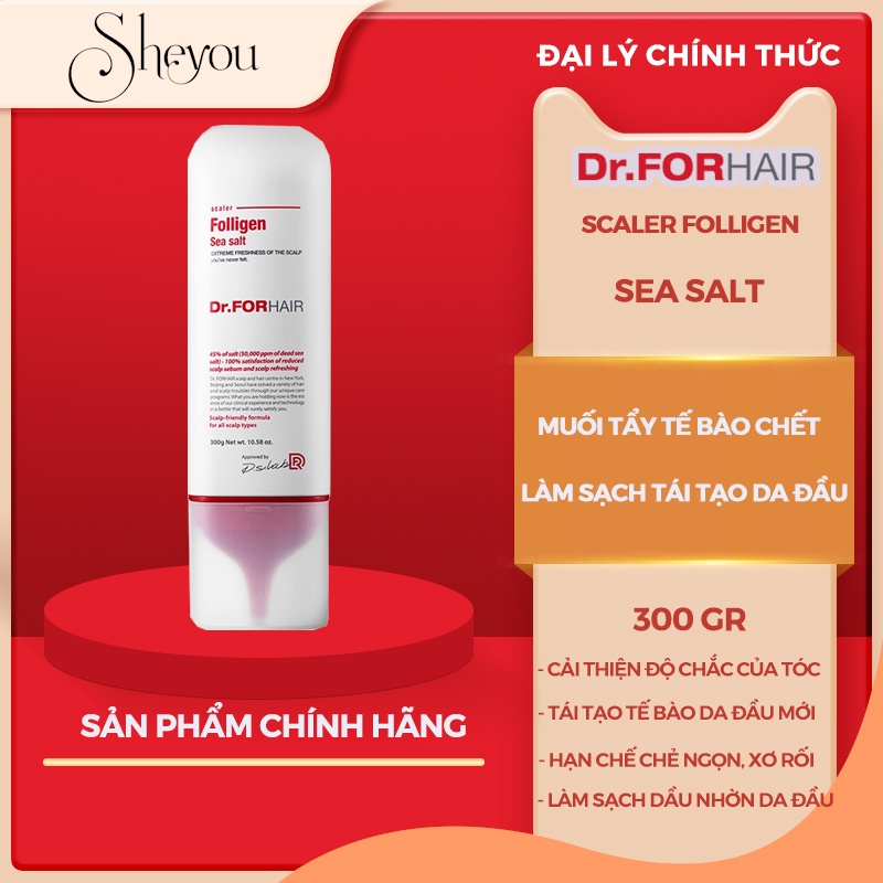 Muối Tẩy Tế Bào Da Chết Làm Sạch Thoáng Da Đầu Dr.FORHAIR Sea Salt Scaler 300ml