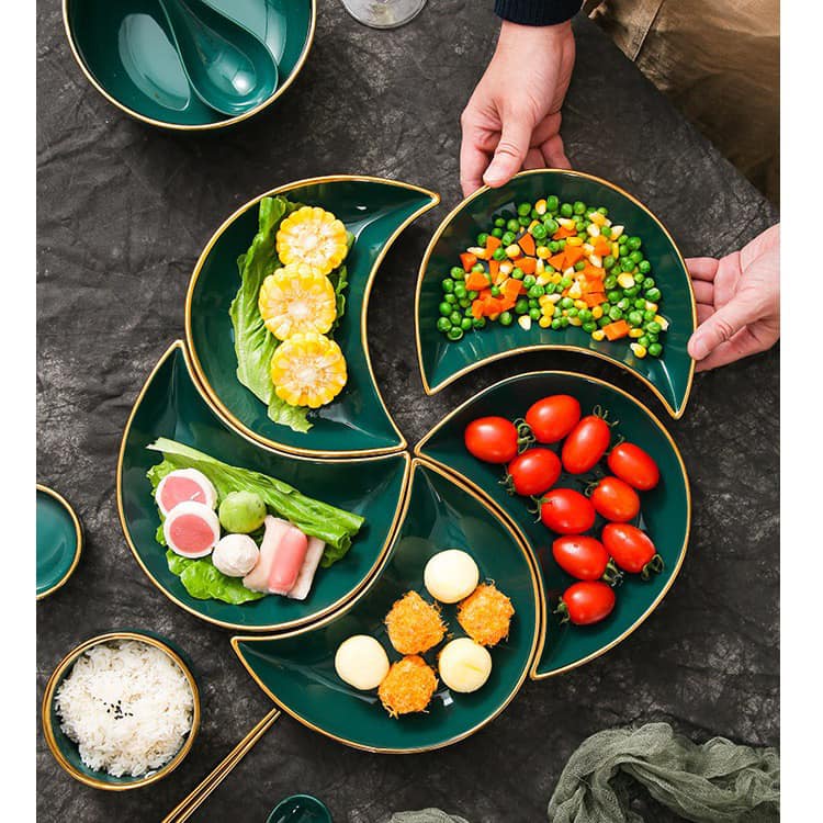 Bộ Bát Đĩa Sứ Bán Nguyệt Cao Cấp 25 Món