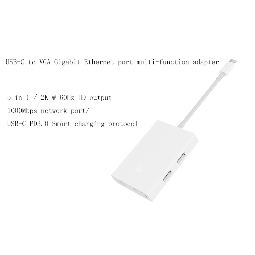 Bộ Chuyển đổi Đa năng Xiaomi USB-C sang VGA / Gigabit Ethernet - Hàng Chính Hãng - Bảo hành 6 tháng