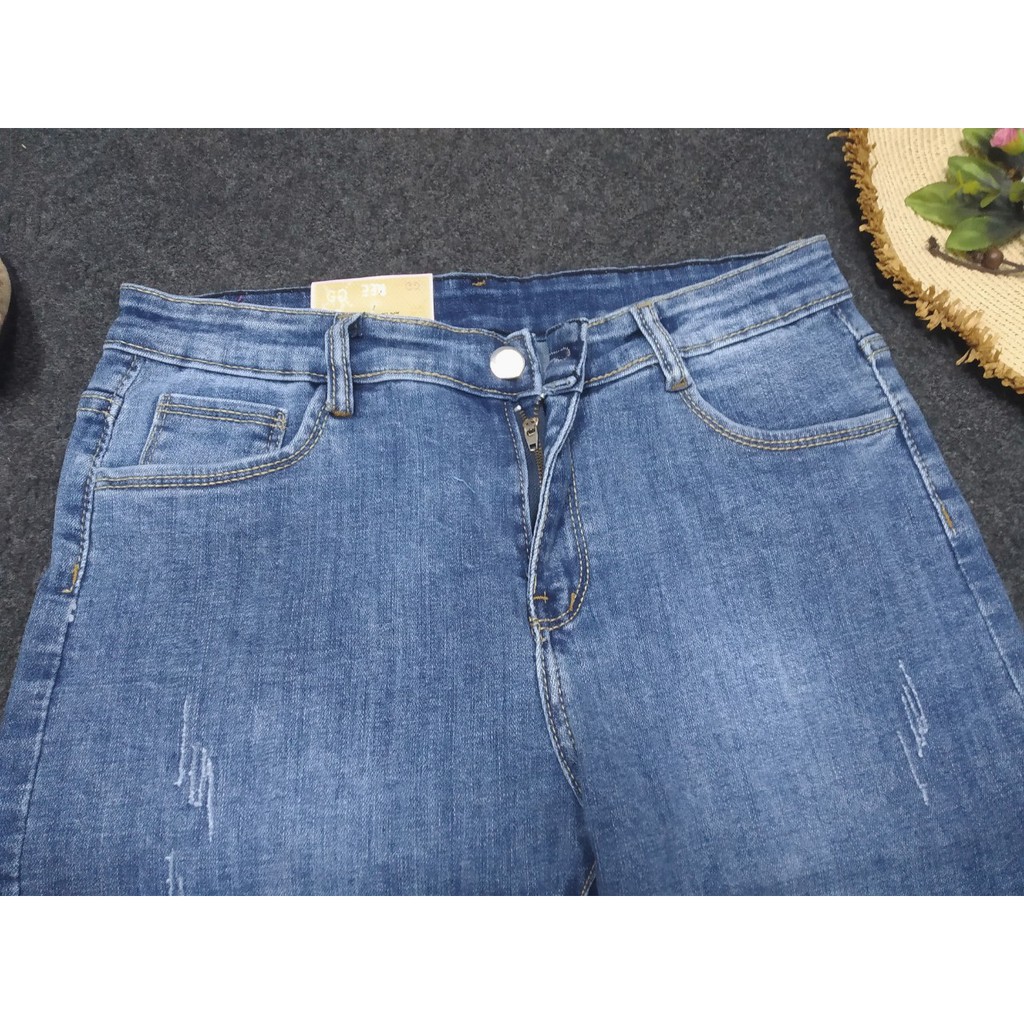 Quần Jean Lửng Gối Nữ Mẫu Cào Xước Vải Co Giãn Size Đại Từ 50-70kg