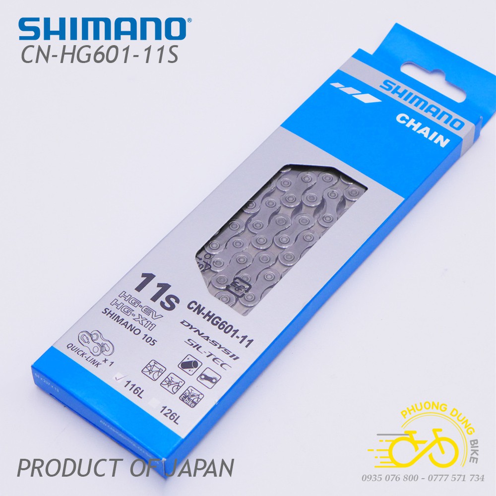 Xích sên xe đạp Shimano 105 CN HG601 11 speed - Quick Link - Fullbox Hàng Chính Hãng
