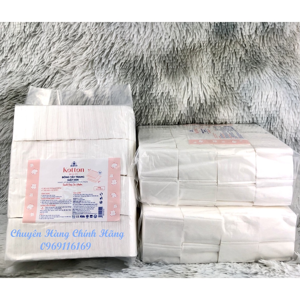 Bông Tẩy Trang Bề Mặt Mịn KOTTON BEAUTY gói 500gr chính hãng Bông Bạch Tuyết - Bông Tẩy Trang Cotton Bề Mặt Mịn