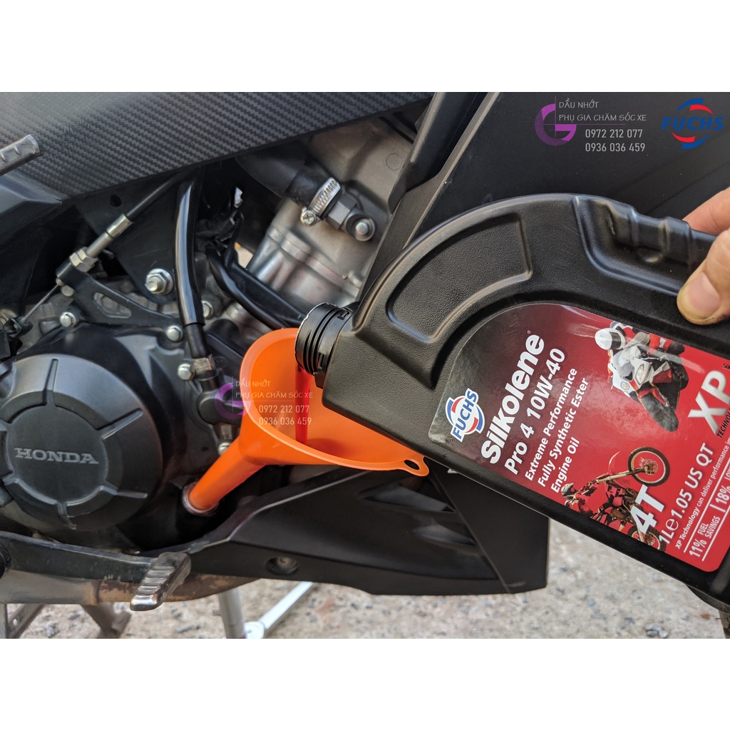 Dầu nhớt Fuchs Silkolene 10W-40 tổng hợp toàn phần Ester cao cấp cho xe côn tay Honda, Yamaha, Suzuki, KTM, Benelli...