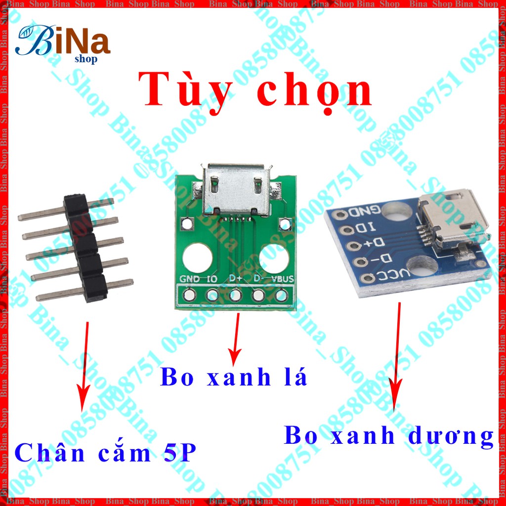 Bo chuyển micro USB sang DIP 2.54mm