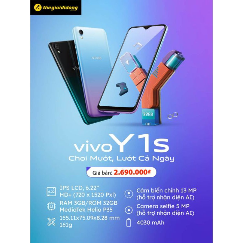 Điện thoại Vivo Y1s 2GB + 32GB - Hàng chính hãng | BigBuy360 - bigbuy360.vn