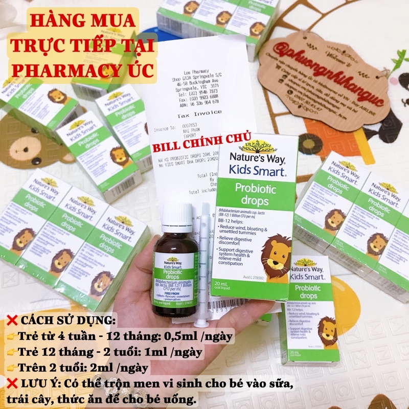 FULL BILL BAY AIR- MEN VI SINH NATURE'S WAY KIDS SMART DROPS PROBIOTIC 20ML