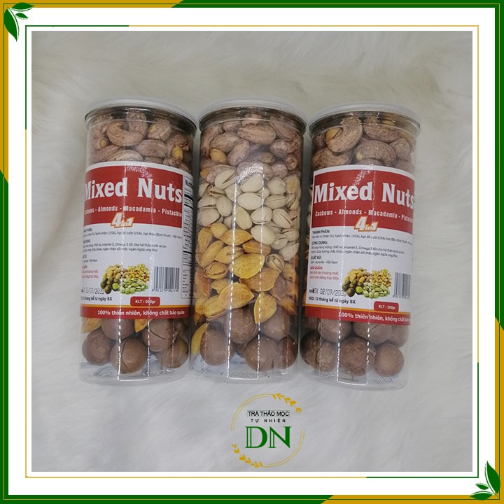 Mix nuts 4 loại hạt dinh dưỡng 🌯 hộp 500g 🌯 Tổng hợp từ  hạt hạnh nhân, hạt điều, hạt dẻ cười , hạt macca🌯