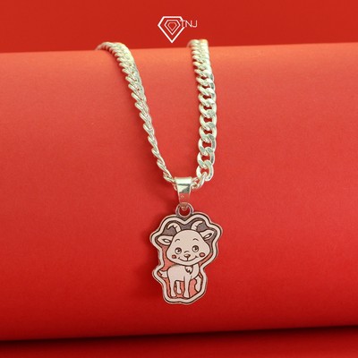 Vòng cổ bạc trẻ em cho bé hình con dê khắc tên DCT0047 Trang Sức TNJ