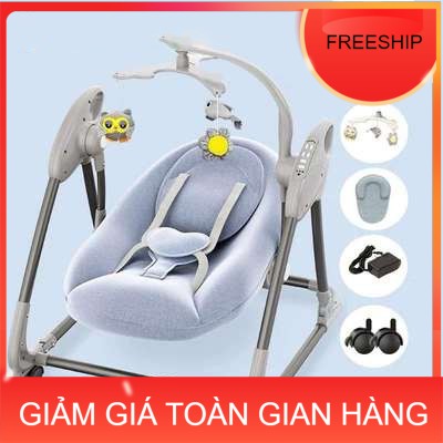 Nôi điện cho bé tự rung cao cấp với tích hợp Nhạc Tự Phát ru bé ngủ ,Nôi cũi điện em bé SMB188