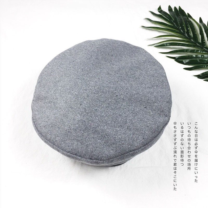 Mũ beret vải len phối da thiết kế đơn giản phong cách retro Hong Kong thời trang thu đông cho nữ