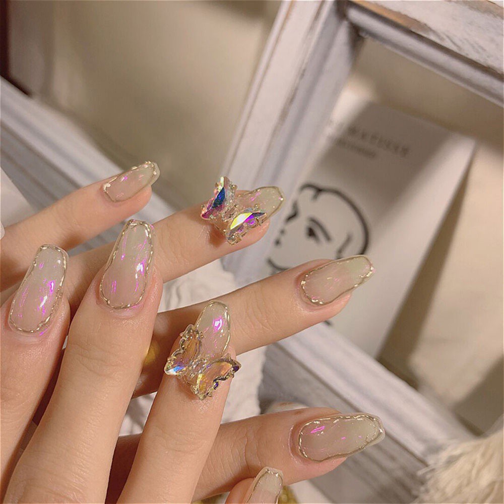 [Hàng mới về] Phụ kiện trang trí móng nghệ thuật hình bướm 3D bằng kim loại phong cách Nhật Bản