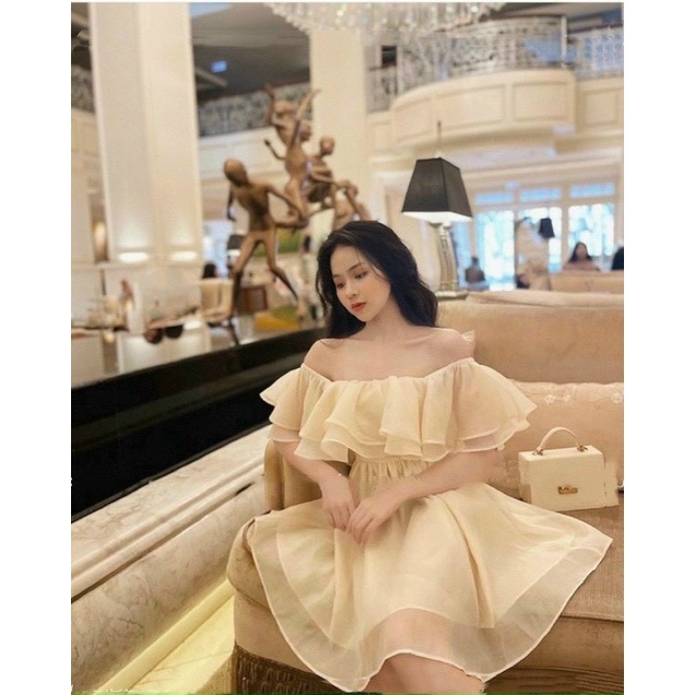 ‼️‼️đầm oganza xoè trễ vai bèo,siêu đẹp nha