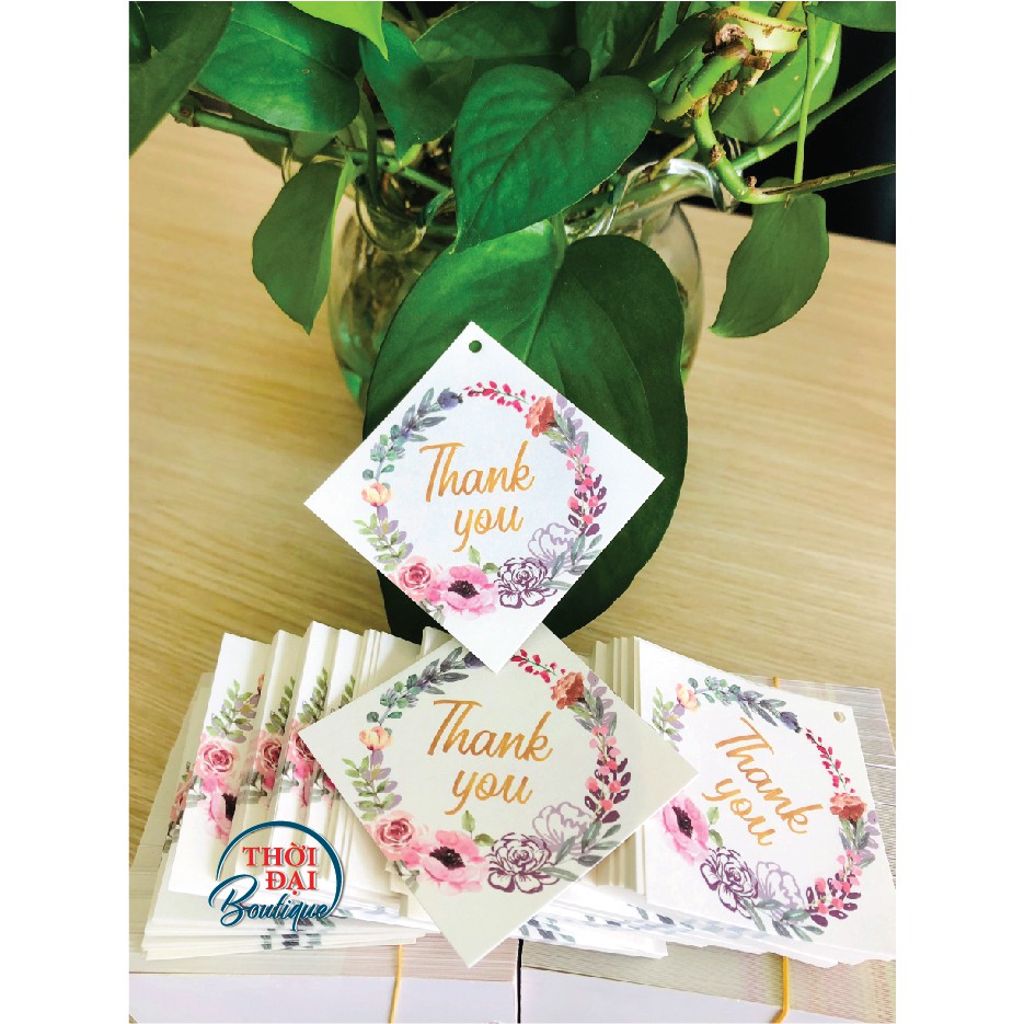 100c - Tag treo / Thẻ treo giấy "Thank you" hình thoi - 2 mẫu