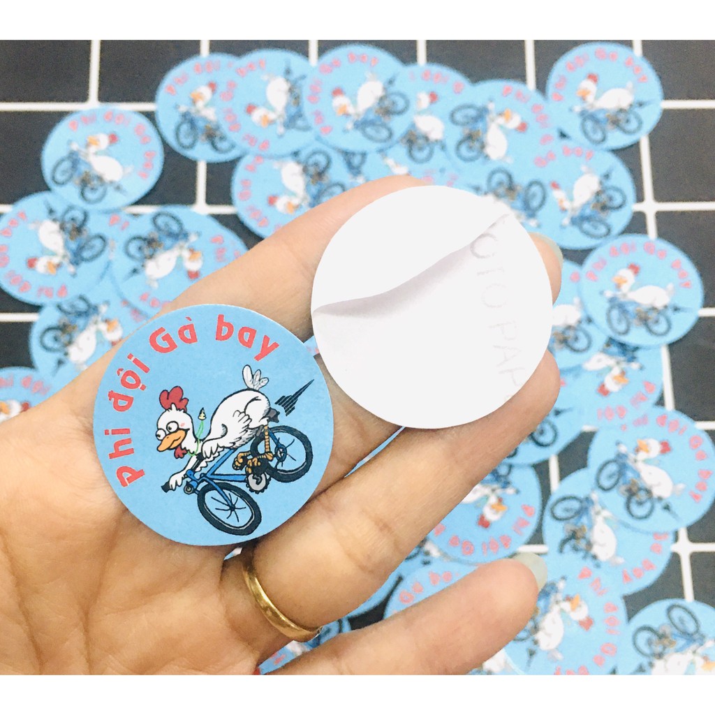 sticker dán tròn 3.5cm đặt theo yêu cầu ép lụa