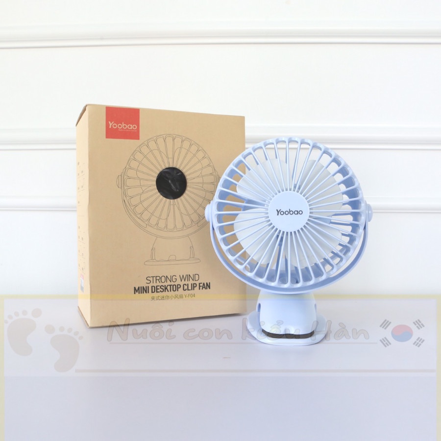 Quạt Kẹp Tích Điện Mini Yoobao 6400mah kẹp Bàn, Xe đẩy, Nôi Cũi, Sử Dụng Phòng Ngủ, Đi Du Lịch