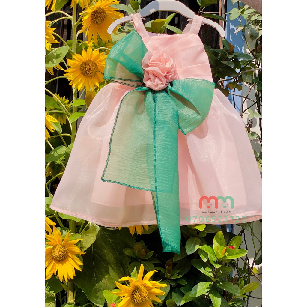 Đầm công chúa dự tiệc xinh xắn cho bé gái, đầm thiết kế chất liệu Organza cao cấp cho bé 8kg đến 21kg