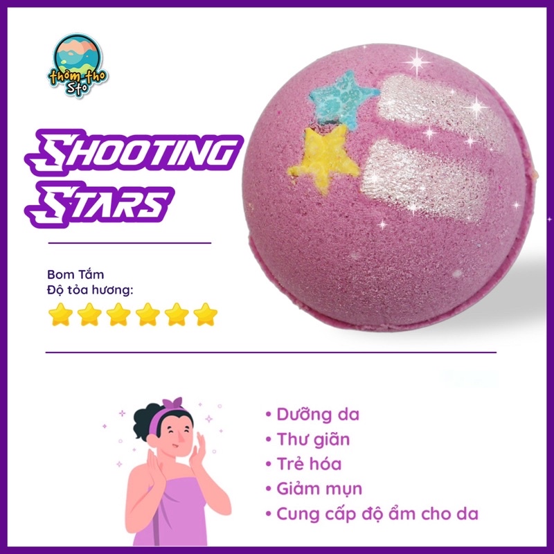 Viên thả bồn tắm, Thơm Tho Sto, bom tắm sủi màu sắc, SHOOTING STARS, bath bomb