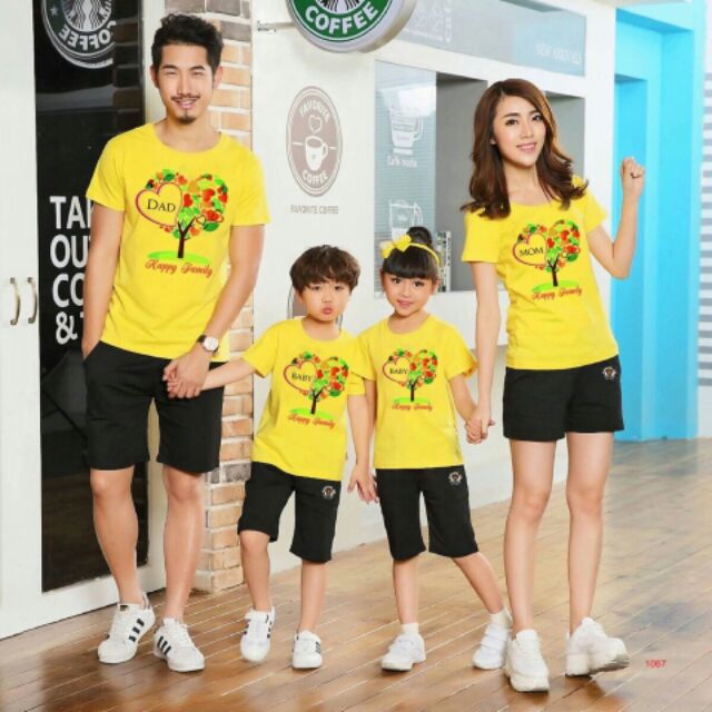 Áo gia đình Happy Family chất cotton loại 1 bán shop đủ màu đủ size từ 5-100kg